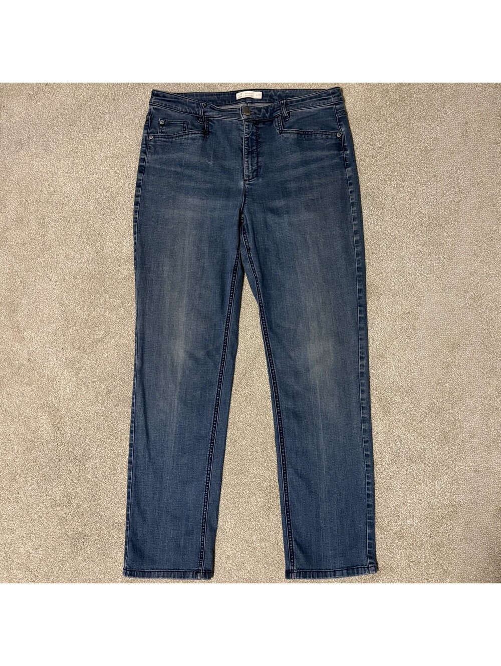 J Jill Womens 12 Smooth Fit Jeans Straight Leg Mid Rise Medium Wash Blue Denim
